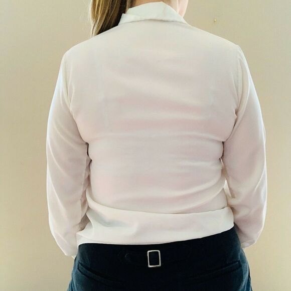 Vintage 1970s White‎ Ruffle Button Down Shirt - Picture 4 of 4